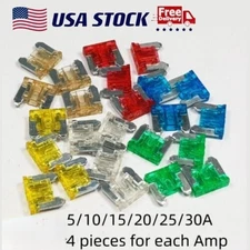 24X Low Profile Mini Fuse Kit for Car Truck Motorcycle Boat 5/10/15/20/25/30A US