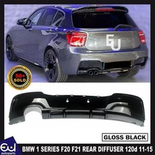 REAR DIFFUSER DUAL EXHAUST FOR BMW 1 SERIES F20 F21 PRE-LCI M SPORT GLOSS BLACK