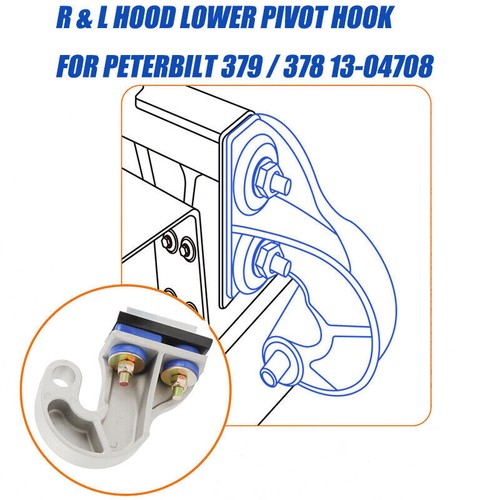 Lower Hood Pivot J Hook Kit for Peterbilt 377 378 379 13-04708L 13-04708R (Pair) - Picture 3 of 12