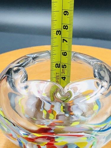 Hand Blown Murano Style Glass Ashtray Tutti Fruity Style Bowl Dish - Picture 13 of 16
