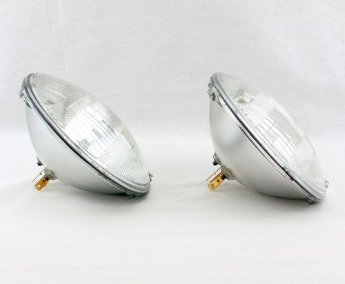 7" Halogen Sealed Beam Glass Headlight Head Light Headlamp Bulbs Pair 6V 6 Volt - Picture 2 of 5