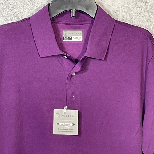Camisa polo de golf PGA Tour Airflux de malla lisa SS - Grape Royale mediana - Imagen 3 de 8