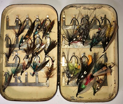 MALLOCH'S C19TH ANTIQUE SALMON FLY BOX - 23 TRADITIONAL VICTORIAN SALMON  FLIES | eBay