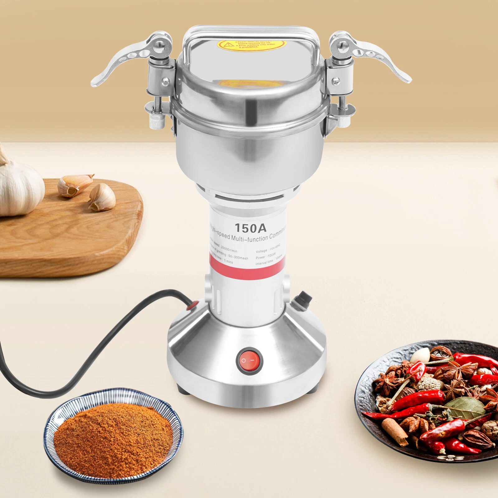 Commercial Spice Grinder Electric Grain Mill Grinder High Speed Pulverizer 150g
