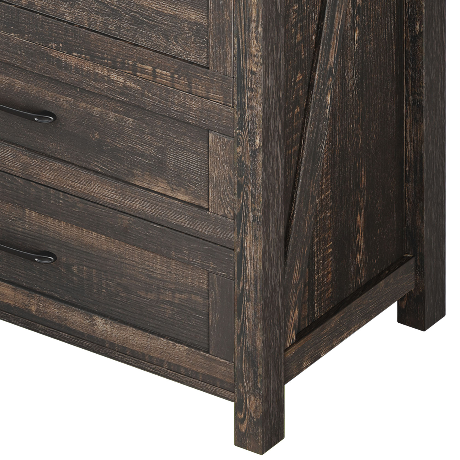 Tall 6 Drawer Dresser Dark Wood Storage Chest Bedroom Furniture Storage Cabinet