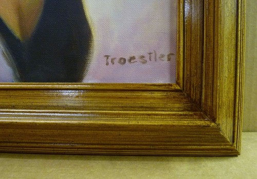 Stately Latina Woman Oil Portrait Painting by Robie Troestler 20x16 Art Framed - Picture 4 of 6