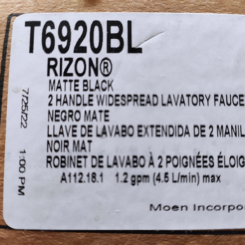 Moen T6920BL-9000 Rizon Widespread Bathroom Faucet with Valve, Matte Black - Picture 3 of 5