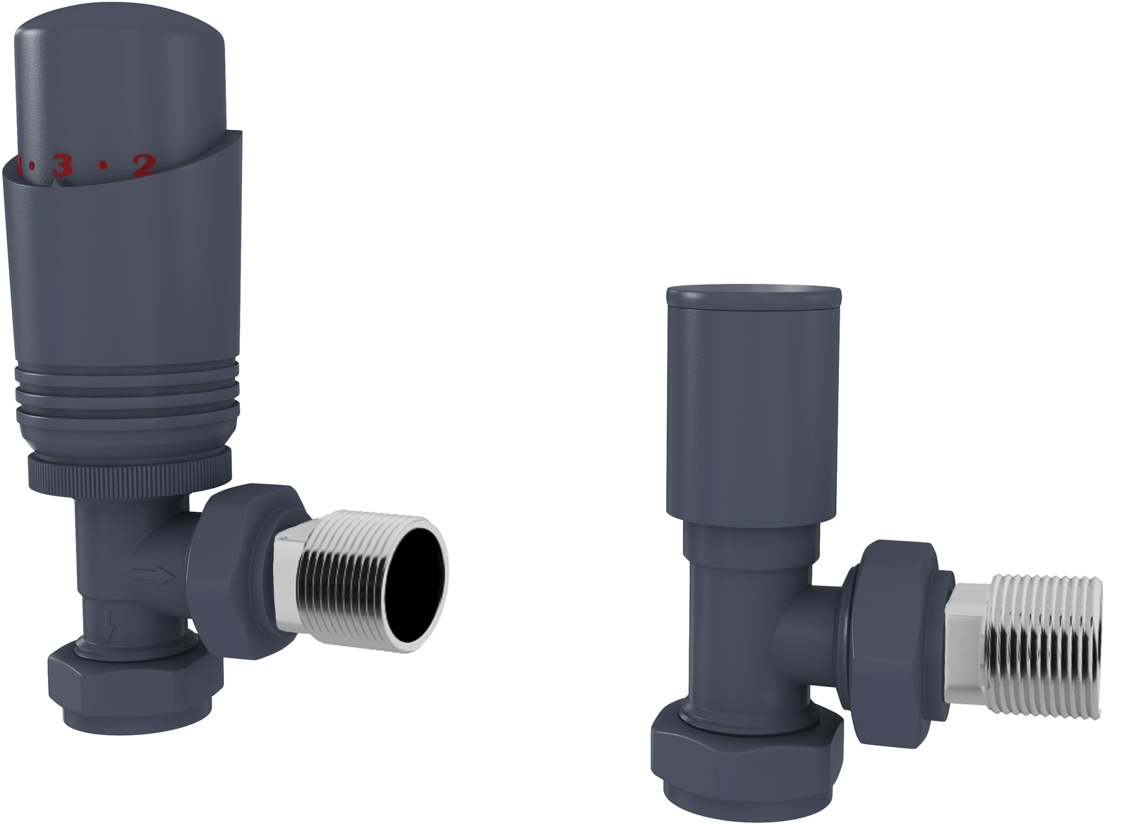 UK Radiators Thermostatic TRV Radiator Valves 8mm Brass/ABS Angled Anthracite