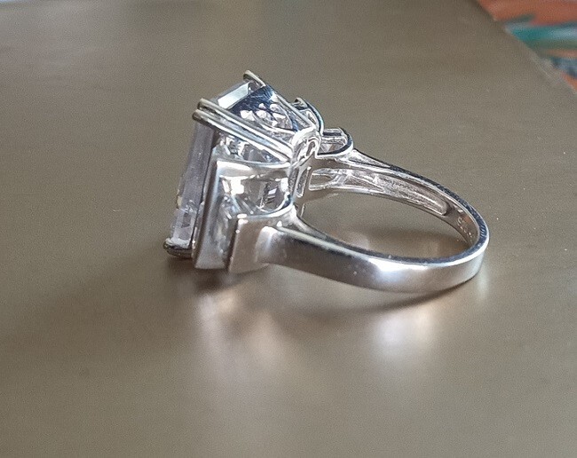 Large CZ Sterling Silver Statement Ring Marked 92… - image 5