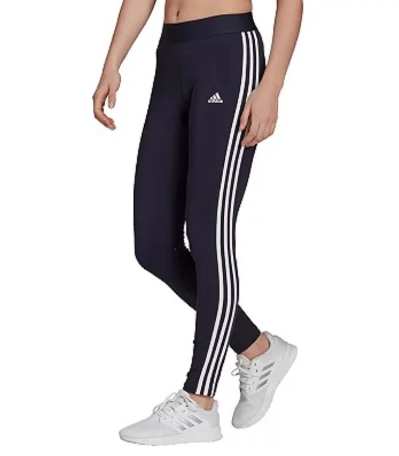 Women's Adidas Climalite High Rise Leggings Sz Large NWT Blue Navy White  Stripe