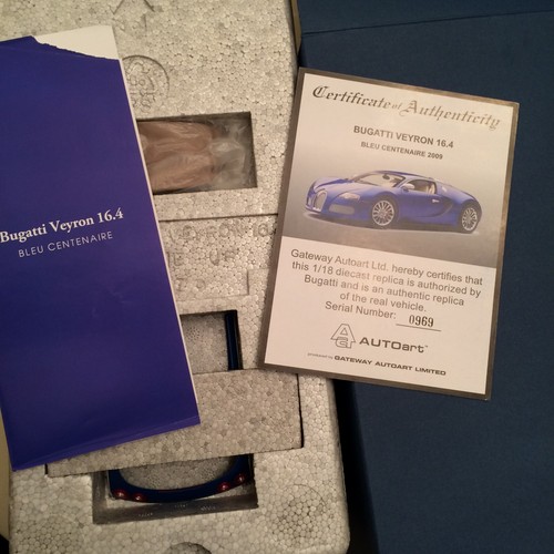 AUTOART 1/18 Bugatti Veyron Centenaire Blue/Bleu 2009 Very RARE - Picture 3 of 8