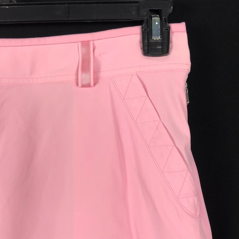 Ralph Lauren Golf Skort Talla 6 Rosa Blanco Falda Pantalones Cortos Cremallera Bolsillos Rendimiento Foto 2 de 4
