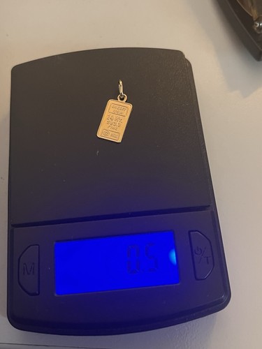 14K Yellow Gold Credit USA .585 Fine Gold Bar .5 Gram NY Bullion Pendant Charm - Picture 8 of 8