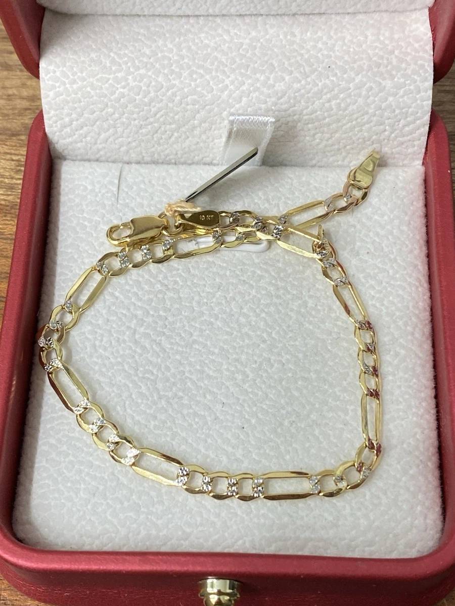Flaches Figaro Armband 10 Karat Bicolor Gold