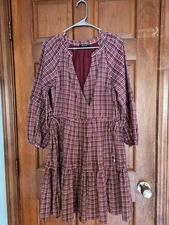 madewell dress small Seer Sucker Wrap Plaid Red