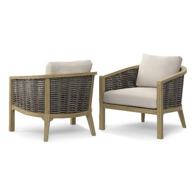 #ad Parkside 32quot; Wide Outdoor Conversation Chair 2pcs in Natural Polyester Fabric $1330.11