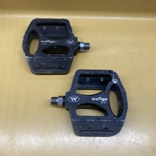 Black Wellgo B-37 Flat / Platform Aluminum Pinned 9/16" Mountain Bike Pedals BMX