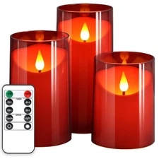 Flameless Candles with Remote Timer: 3D Wick Battery Operated Led Pillar Fake...