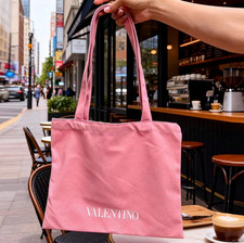VALENTINO BEAUTY EXCLUSIVE VIP GIFT LARGE PINK CANVAS LOGO TOTE SHOPPER BAG GWP