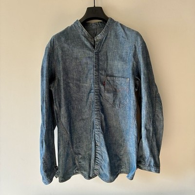 Vintage Levi Engineered Jeanshemd Herren L Blau Band Kragen Twist Y2K Selten Hanf