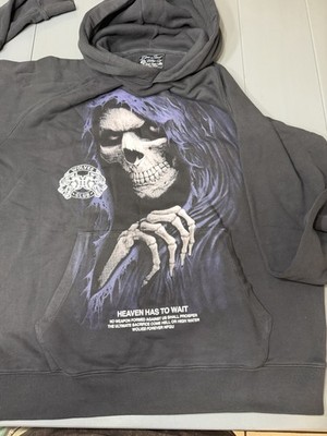 Wolves Club Reaper V2 Graphic Raglan Hoodie Charcoal Men's Medium