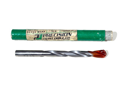NOS! PRECISION TWIST DRILL 3/8  JOBBERS HSS BIT, CARBIDE TIPPED, No. D444, USA