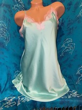 Victoria  s Secret 2018 Mint Green Peach Lace Trim Lingerie Chemise Slip Gown M