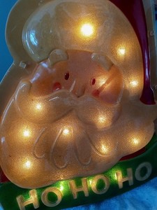 Vintage Lighted Plastic Window Decoration Of Santa Claus Face