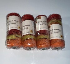 Lot Of 4 Crafter's Square Decorative Mesh - New - 6" x 5 yd - Orange/Yellow/Red