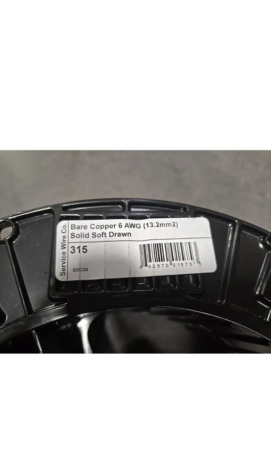 New #6 AWG Solid Soft Drawn Bare Copper Grounding Wire 315ft Spool - Image 3 of 4