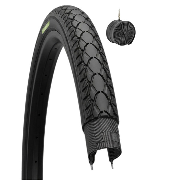 Ecovelò 1 Reifen 28 X 1,50 700 X 38C Schwarz + Schlauch FüR Citybike Trekking-image