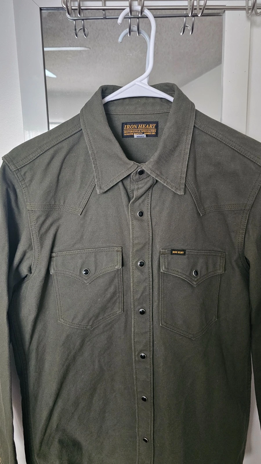 Iron Heart 13 oz Military Serge Snap Shirt size large - product detail image 1