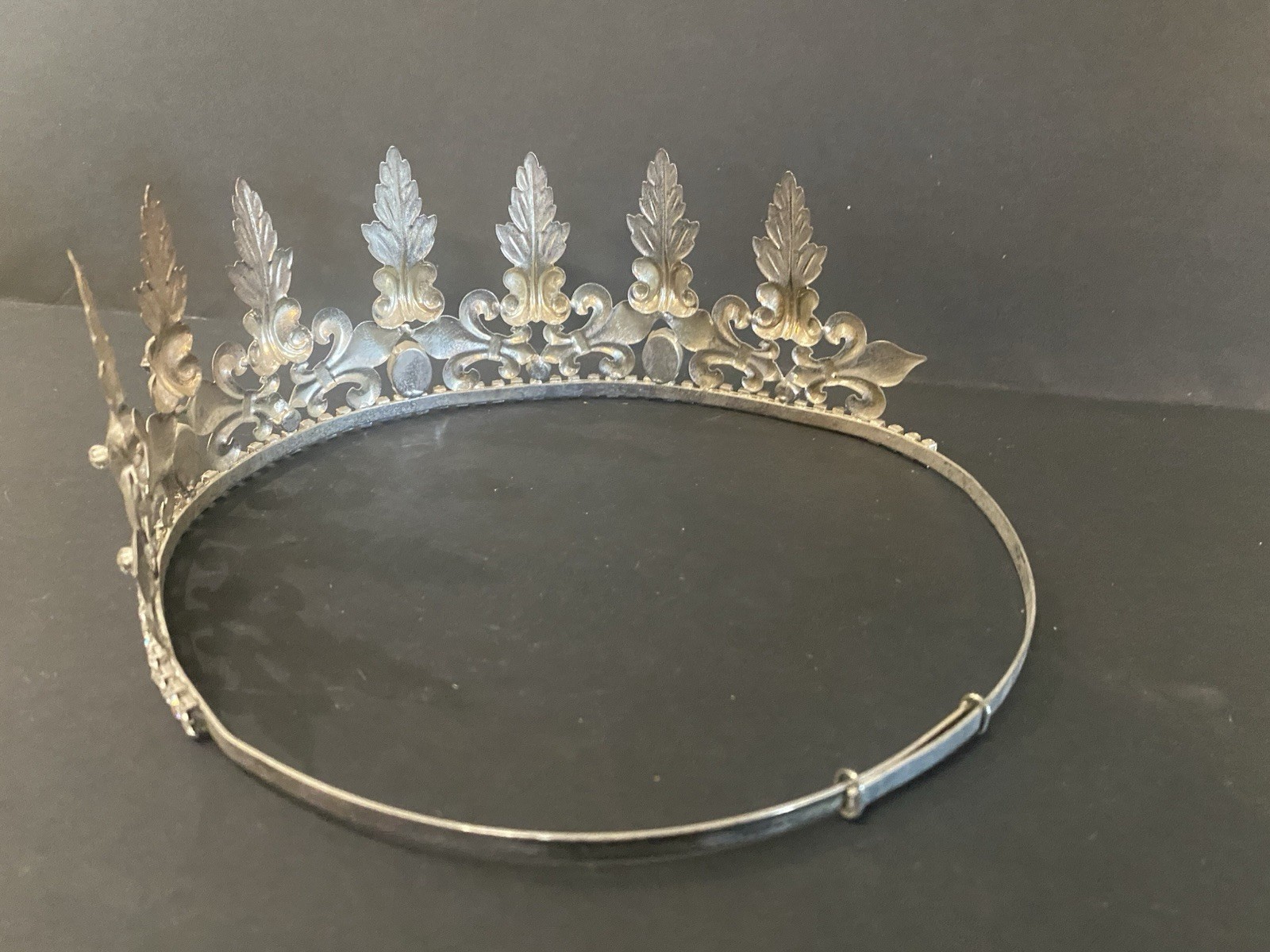 Vintage Large Rhinestone Metal Tiara Crown America’s Theme Pageant Celebration