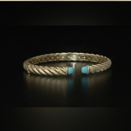Judith Ripka Sterling Silver 14k Gold Clad Sleeping Beauty Turquoise Set - Picture 9 of 9