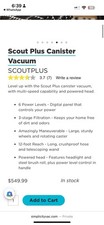Simplicity Scout Plus Canister Vacuum, Multi-Speed, Powered Head, Digital Panel