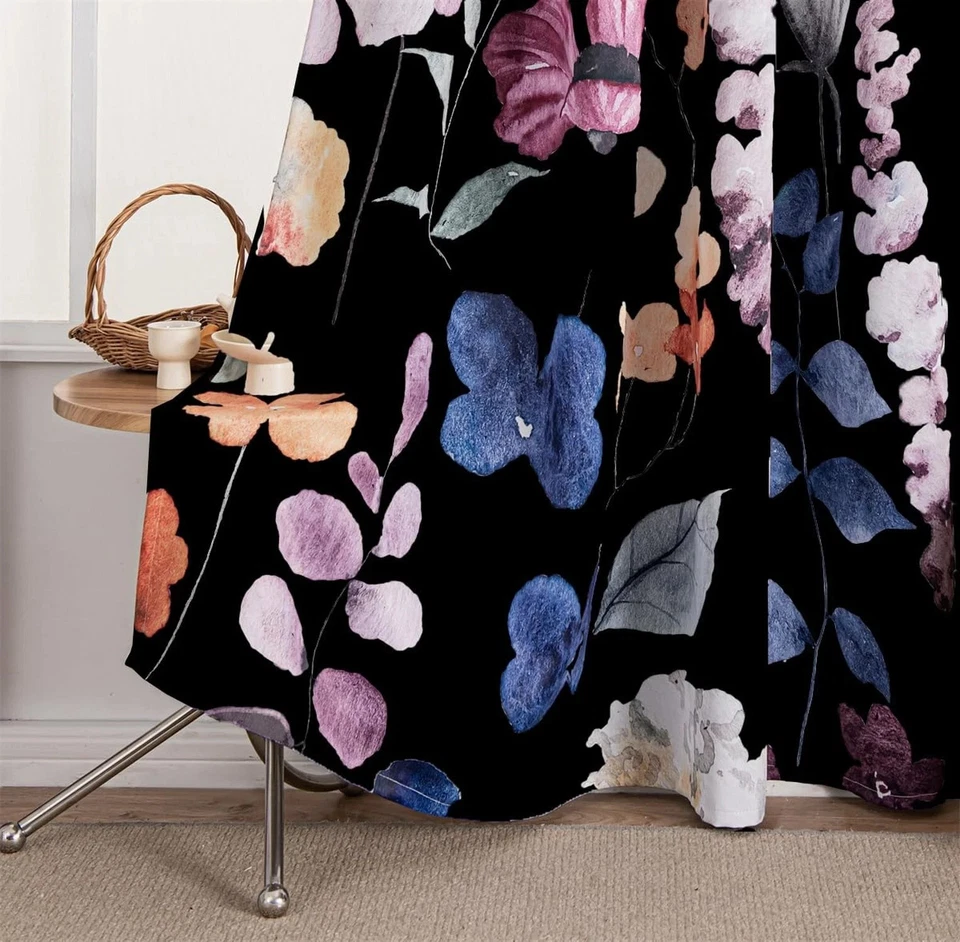 Juego de 2 paneles cortinas opacas florales 84 pulgadas de largo, flores rústicas vintage... Foto 3 de 4