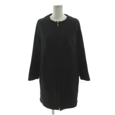 Loungedress GALLARDAGALANTE No Collar Jersey Coat Double Zip Black F