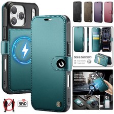 For iPhone 17 16 15 14 13 12 Pro Max Magsafe Wireless Charging Case Wallet Cover