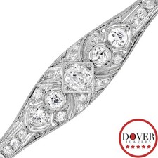 Vintage 1.65ct Diamond 14K White Gold Filigree Pin Brooch 6.5 Grams NR