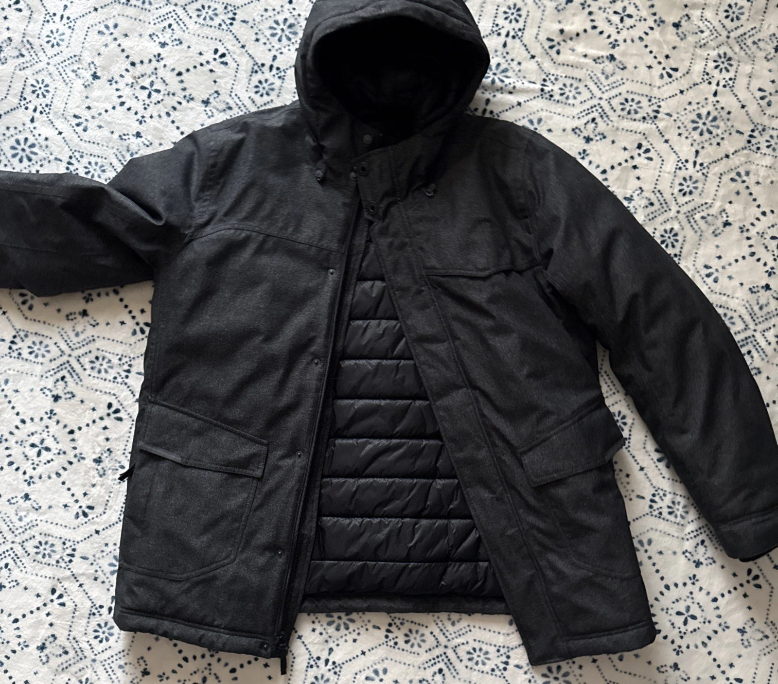 Prana Mens Holmes Puffer Jacket, Hooded Full Zip, XL, Dark Grey (NOT BLACK) - product detail image 2