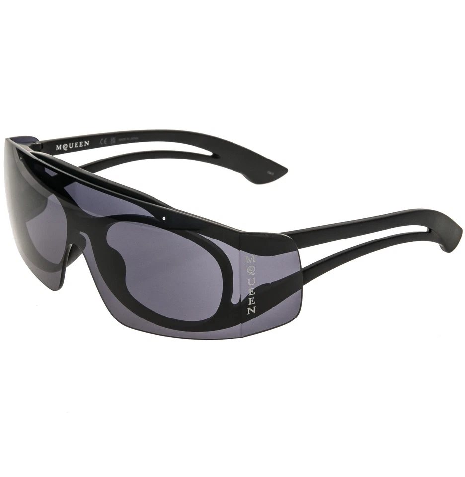 ALEXANDER MCQUEEN AM0489S 0489 Black Mask Logo Fashion Sunglasses 001 Authentic - Image 3 of 4