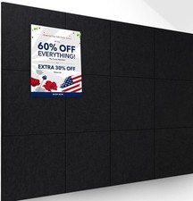 Large Black Bulletin Board Alternative 12 Pack Felt Wall Tiles Large,