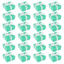 Mini Jewelry Gift Boxes - 3.74 x 3.74 x 1.65 In, 24-Pack, Teal with Lids Ri...