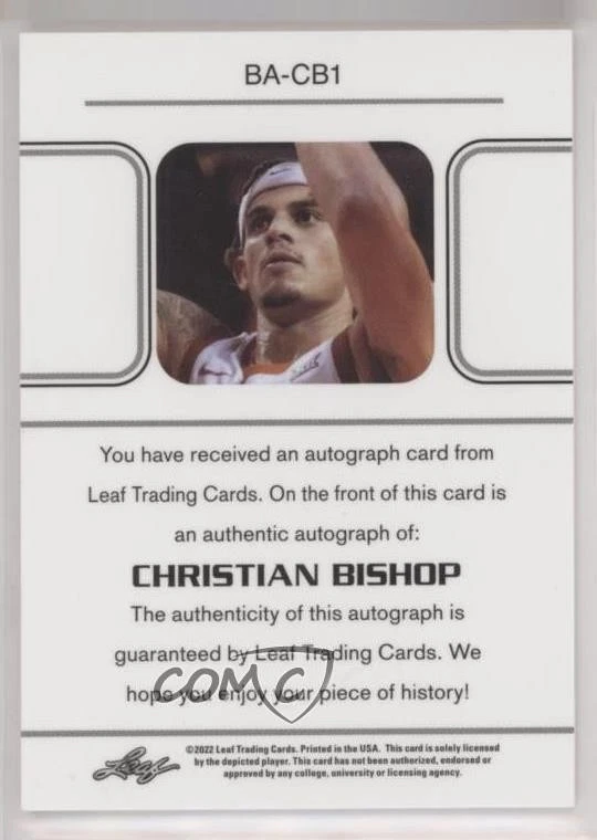 2021-22 Leaf Memories 1990 Base Auto Gold /5 Christian Bishop #BA-CB1 Auto - Image 2 of 2