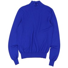 Hermes knitted sweater high neck pullover wool top for men S blue Used MOLO-0