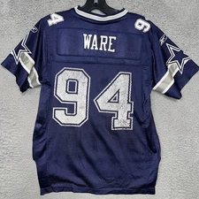VTG Reebok On Field Jersey Demarcus Ware Youth Sz M #94 Blue Dallas Cowboys NFL