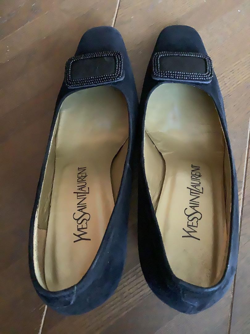 Autentiche decolte Yves Saint Laurent scamosciate colore nero tinta unita taglia 36 donna