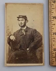 Vintage Civil War Solder CDV Kepi Hat New Orleans Photo Studio