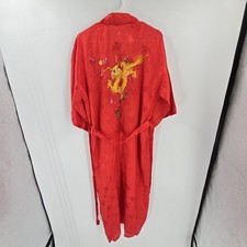 New Embroidered Dragon Robe Adult Sz Large WITH BELT Brocade Print 100 Rayon