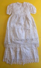 VTG Traditional Baby Christening Baptism Gown W/Slip Lace 32  L See Dimensions